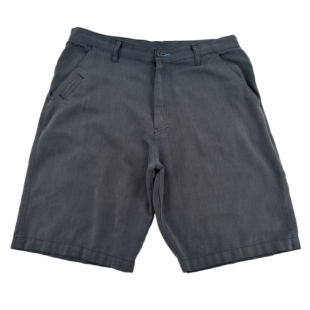 Burnside Mens Size 34 Gray Herringbone Casual Shorts Charcoal Flat Front Casual